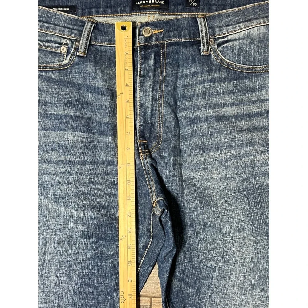 Lucky Brand 410 Athletic Slim Mens Jeans 38x30 Blue Denim Stretch Western‎ Stack